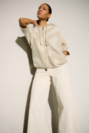 Hooded Print Sweater - Oatmeal Melange/gold