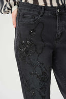 Bootcut Embellished Jeans - Charcoal Grey