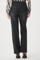 Bootcut Embellished Jeans - Charcoal Grey