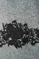 Lace Applique Sweater - Grey Melange/black