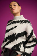 Animal Print Pullover - Oatmeal Melange
