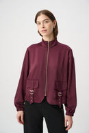Satin Puff Sleeve Jacket - Elderberry