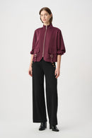 Satin Puff Sleeve Jacket - Elderberry