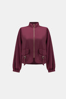 Satin Puff Sleeve Jacket - Elderberry