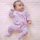 Lacey Floral Babygrow & Hairband - Pale Pink