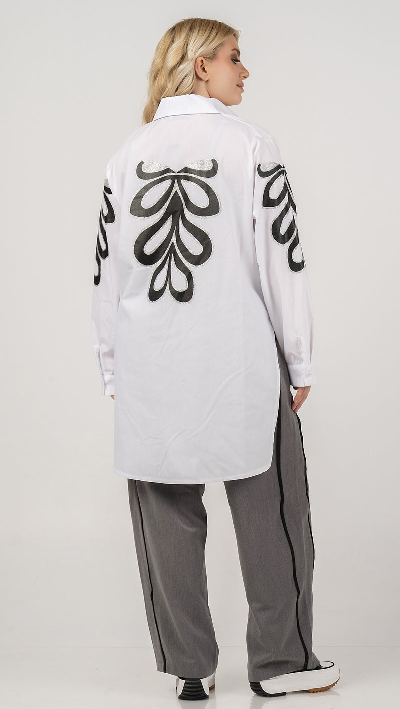 WHITE SHIRT WITH DETAILED SLEEVE - White