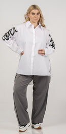 WHITE SHIRT WITH DETAILED SLEEVE - White