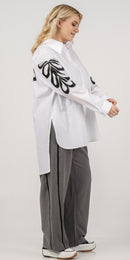 WHITE SHIRT WITH DETAILED SLEEVE - White