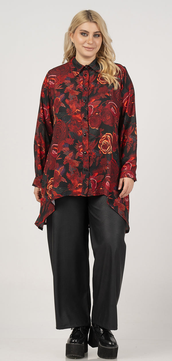 red print shirt - Red Flower