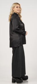 SATIN/GLITTER SHIRT - Black
