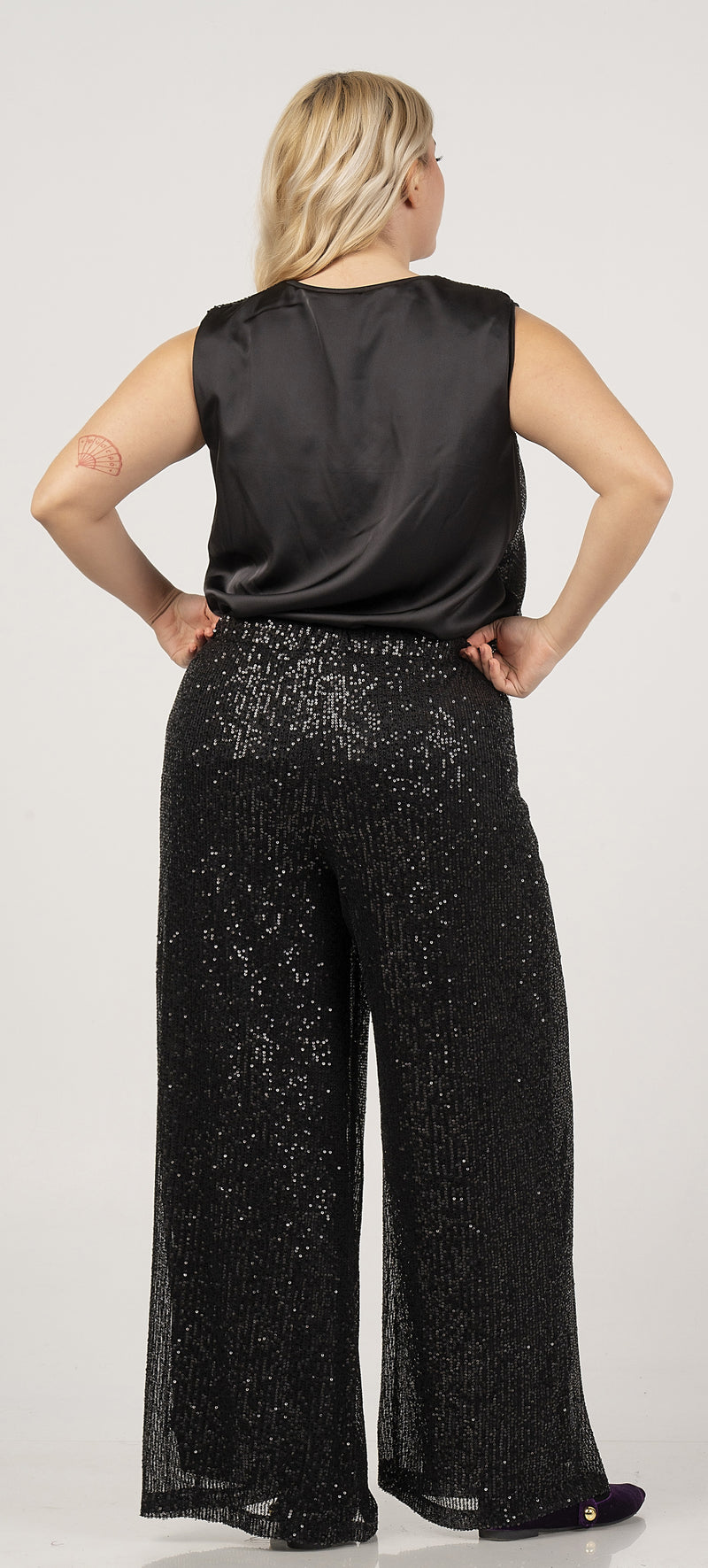GLITTER SLEEVLESS TOP - Black