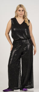 GLITTER SLEEVLESS TOP - Black