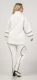 ZIP NECK  SWEATSHIRT - Cream