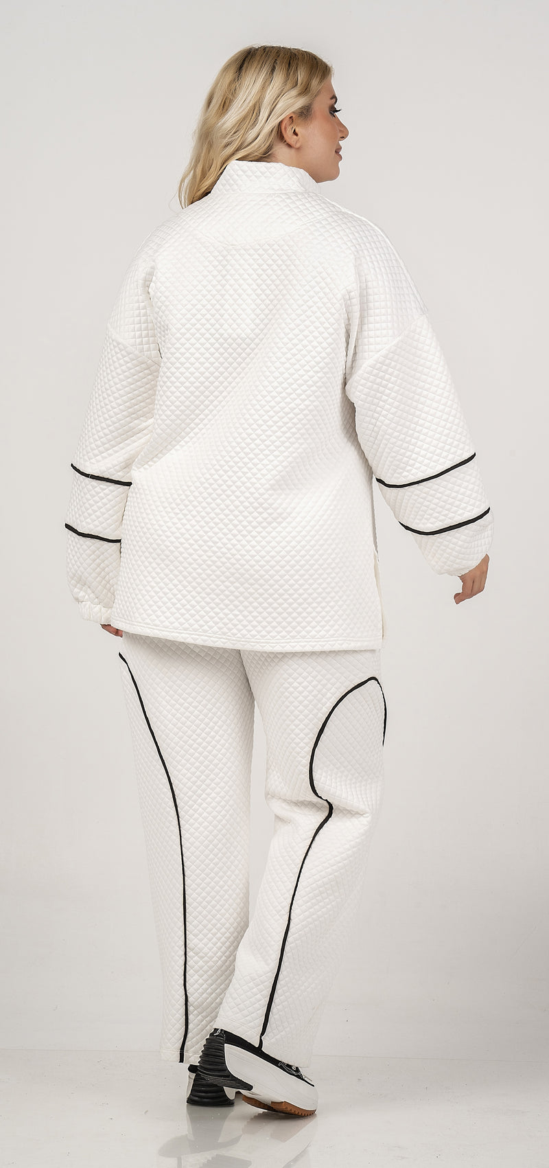 ZIP NECK  SWEATSHIRT - Cream