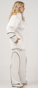 ZIP NECK  SWEATSHIRT - Cream