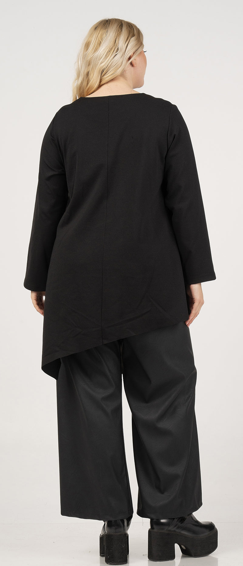 BLACK TOP WITH LEOPARD PRINT PANEL - Black