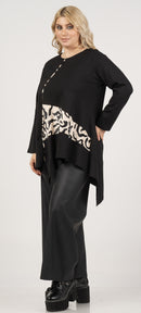 BLACK TOP WITH LEOPARD PRINT PANEL - Black