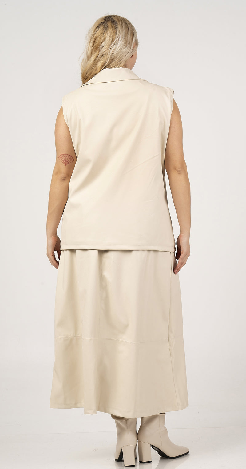PLEATHER WAISTCOAT - Cream