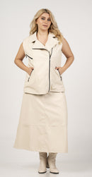PLEATHER WAISTCOAT - Cream