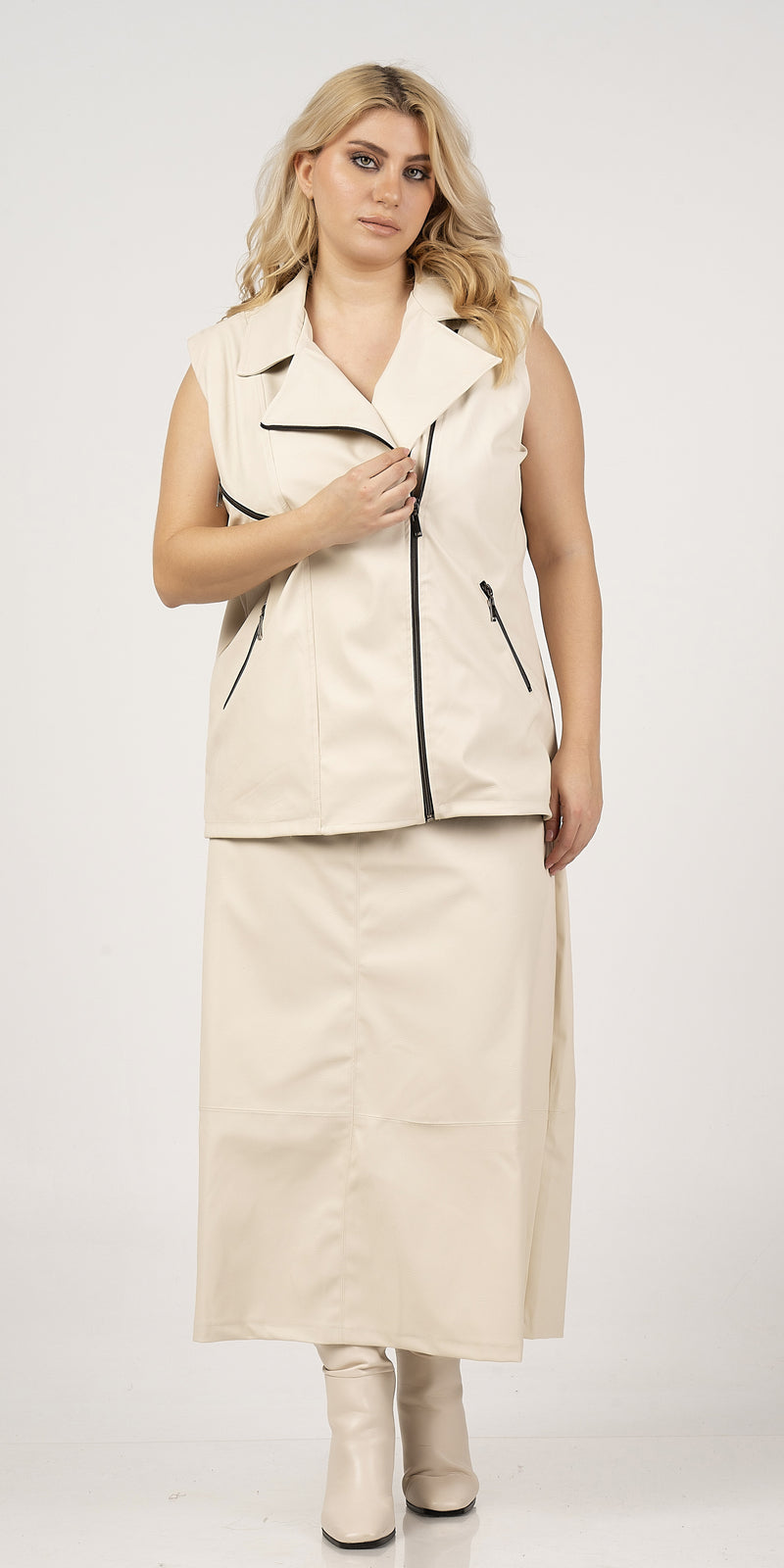 PLEATHER WAISTCOAT - Cream