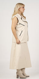 PLEATHER WAISTCOAT - Cream