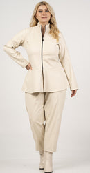 CURVISS PEPLUM PLETHER JACKET - Cream