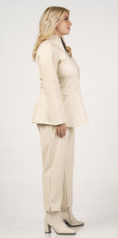 CURVISS PEPLUM PLETHER JACKET - Cream
