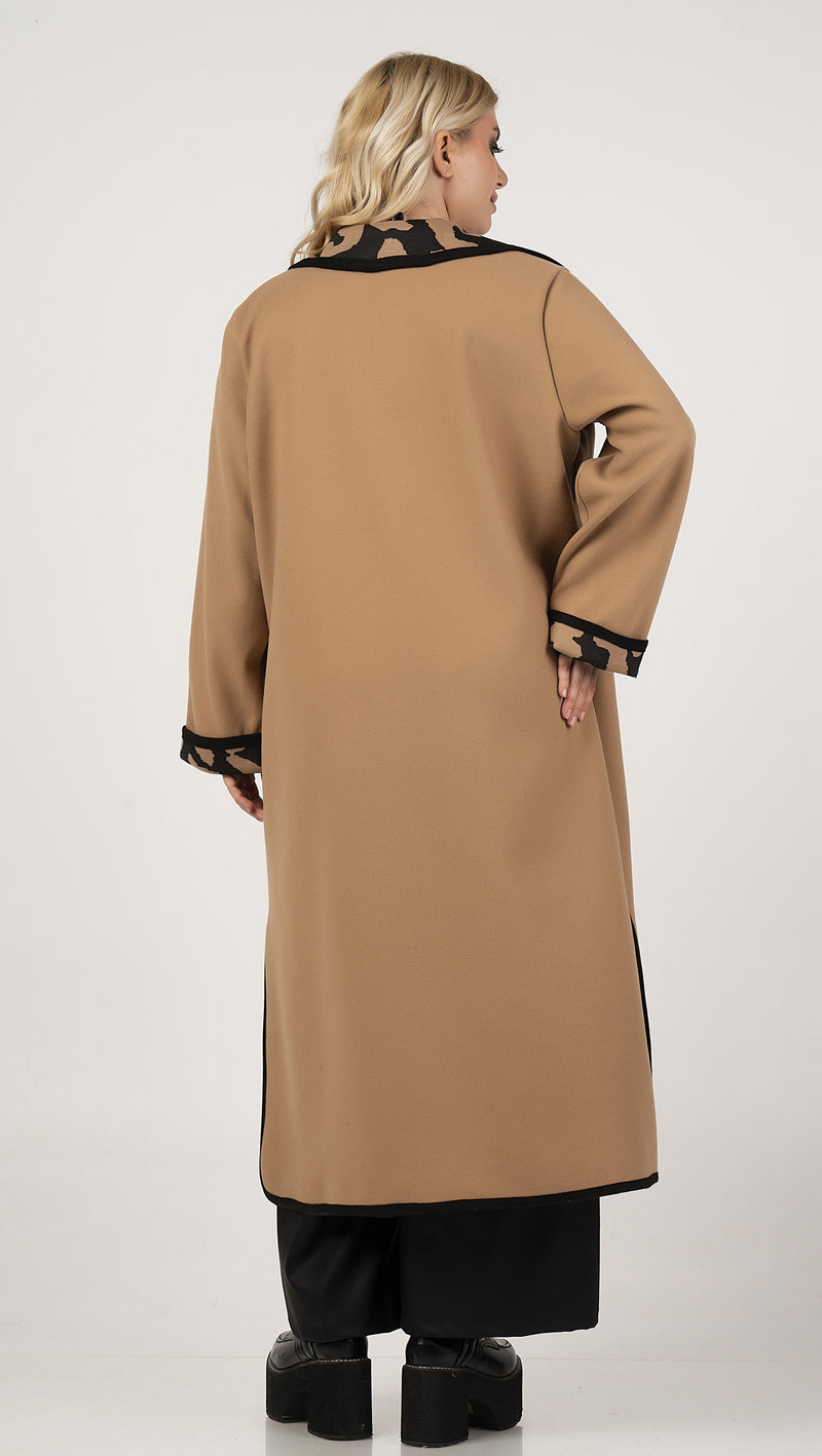 coat - Camel/black