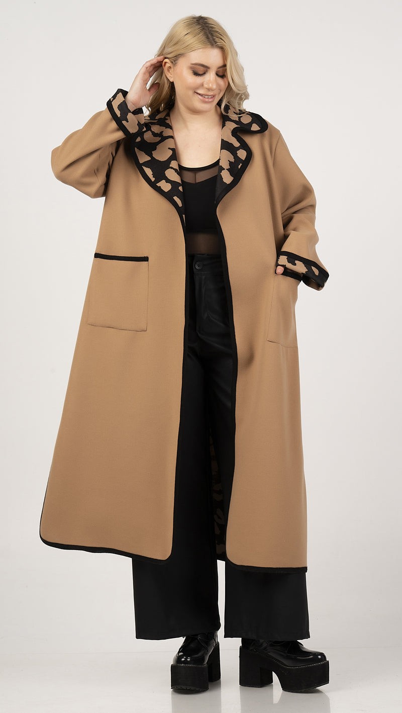 coat - Camel/black