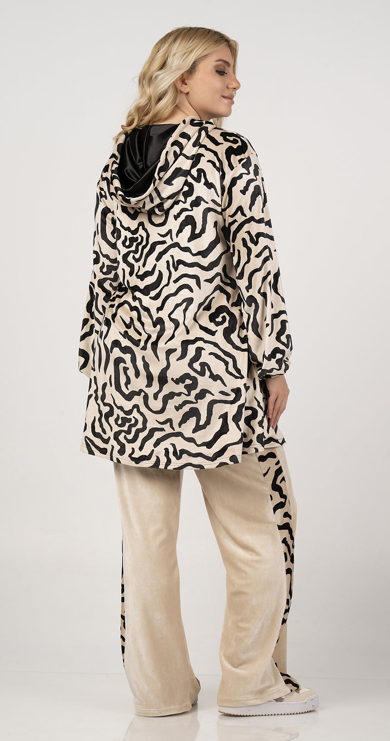 hoodie - Cream/black Print