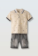 Polo & Shorts Set - Beige