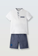 Polo & Shorts Set - White