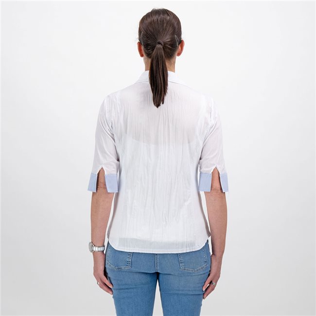 Short Sleeve Blouse - White Print