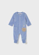 2 Piece Velour Onesie - Sky/cloud