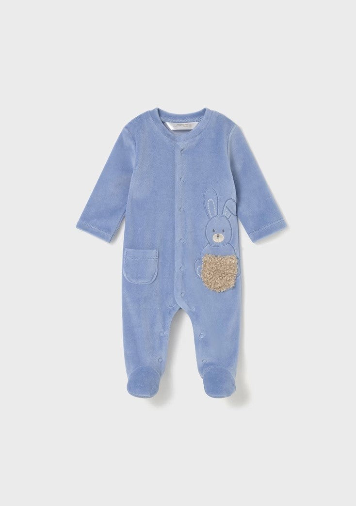 2 Piece Velour Onesie - Sky/cloud