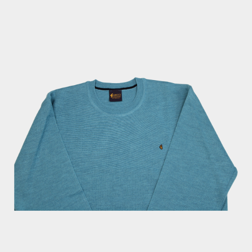 Plain Crew Neck Jumper - Aqua