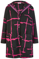 Hooded Coat - Black & Cerise