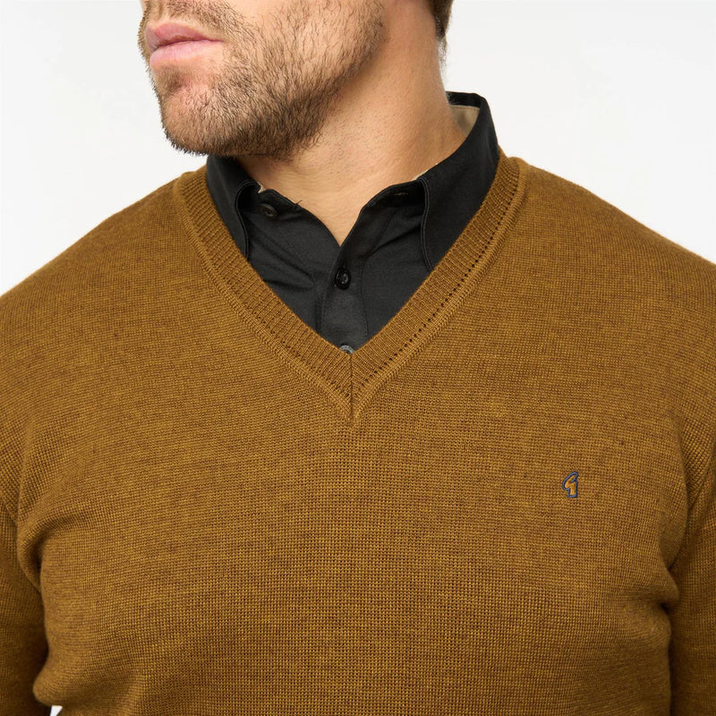 Plain V Neck Jumper - Nutmeg