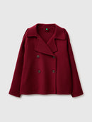 Short Double Breasted Coat - Burgundy