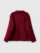 Short Double Breasted Coat - Burgundy
