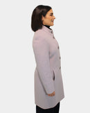 High Collar Long Coat - Mushroom