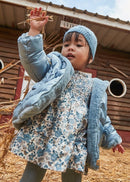 Print Velvet Dress - Blue