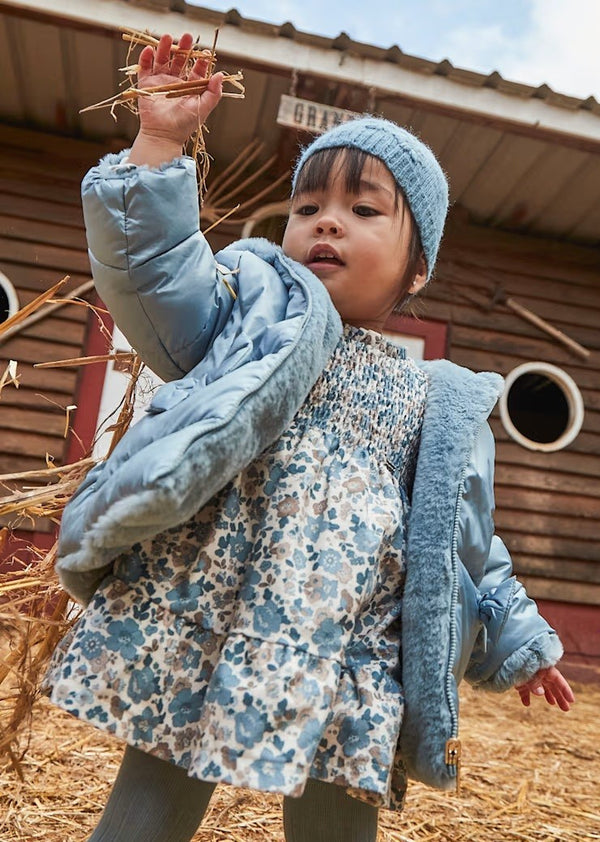Print Velvet Dress - Blue
