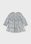 Print Velvet Dress - Blue