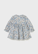 Print Velvet Dress - Blue