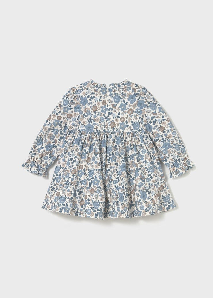 Print Velvet Dress - Blue