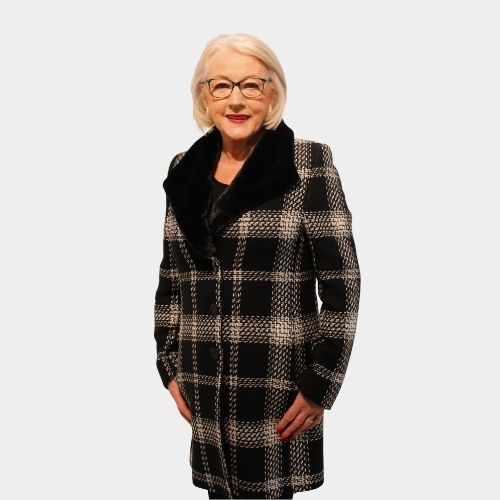 Short Check Coat - Black