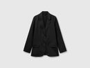 Linen Blend Blazer - Black