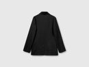 Linen Blend Blazer - Black