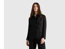 Linen Blend Blazer - Black